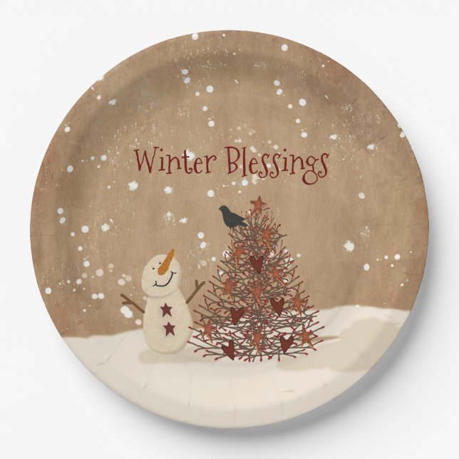 Winter Blessings  Paper Plate (Front)