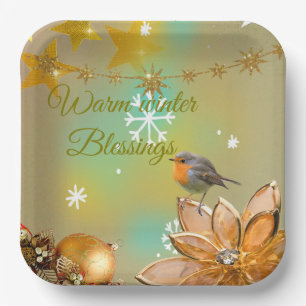 Winter Blessings paper plates