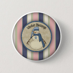 Winter Blessings Snowmen 6 Cm Round Badge