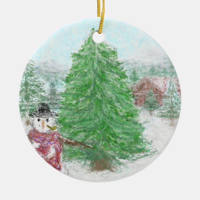 Winter Bliss Ceramic Tree Decoration (Front)