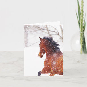 Winter Blizzard Horse Christmas Greeting Card