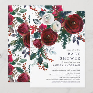 Winter Bloom Floral Baby Shower Invitation
