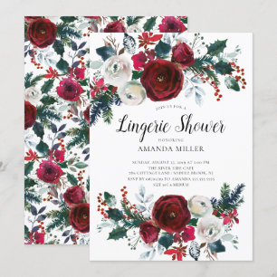 Winter Bloom Floral Bridal Lingerie Shower Invitation