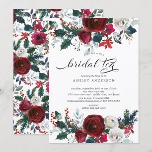 Winter Bloom Floral Bridal Shower Bridal Tea Invitation