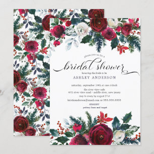 Winter Bloom Floral Bridal Shower Invitation