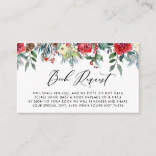 Winter Blooms Baby Shower Book Request Enclosure Card