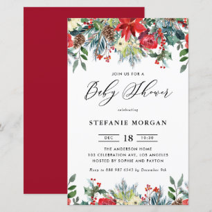 Winter Blooms Floral Baby Shower Invitation