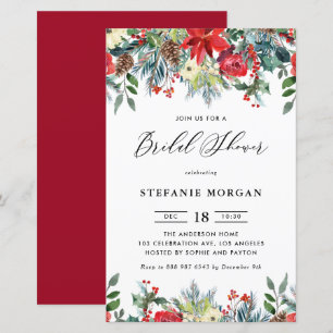 Winter Blooms Floral Bridal Shower Invitation
