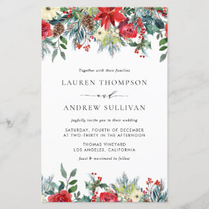 Winter Blooms Garland Botanical Wedding Invitation