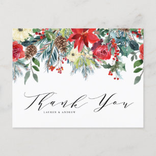 Winter Blooms Garland Botanical Wedding Thank You Postcard
