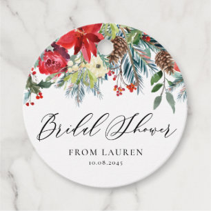 Winter Blooms Garland Floral Bridal Shower Favour Tags