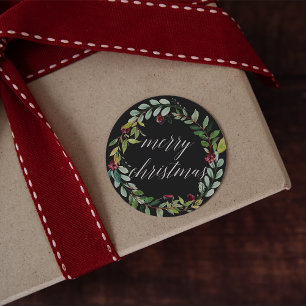 Winter Blooms   Merry Christmas Classic Round Sticker