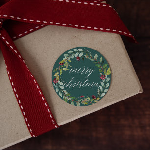 Winter Blooms   Merry Christmas Classic Round Sticker