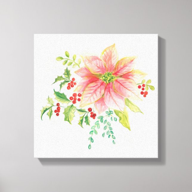 Winter Blooms | Pink Blooming Poinsettia Canvas Print (Front)
