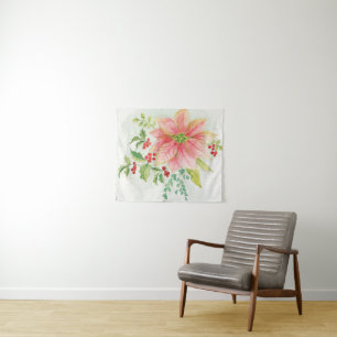 Winter Blooms   Pink Blooming Poinsettia Tapestry