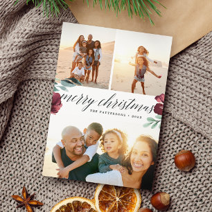 Winter Blooms   Three Photo Holiday Card