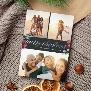 Winter Blooms   Three Photo Holiday Card