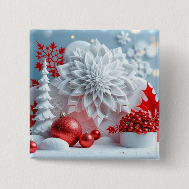 Winter Blossom Composition 15 Cm Square Badge (Front)