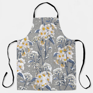 Winter Blossom: Delicate Floral Pattern Apron