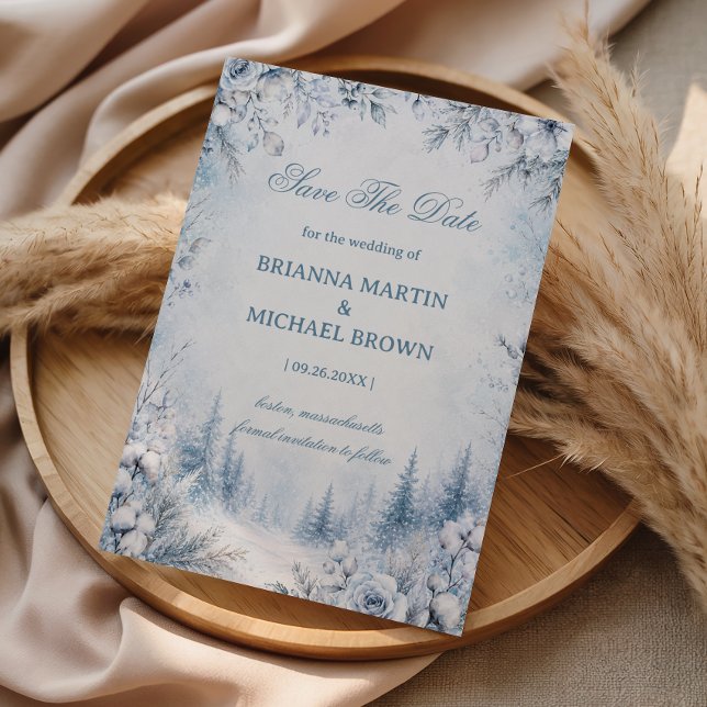 Winter Blossoms Framing Snowy Save The Date (Creator Uploaded)