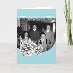Winter Blue and Pinecones Photo Greeting Holiday Card