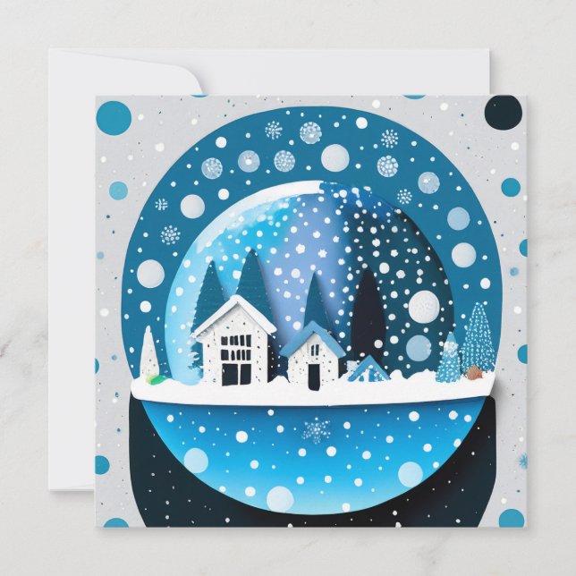 Winter Blue and White Holiday Christmas Wedding  Thank You Card (Front)