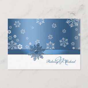 Winter Blue and White Snowfalkes RSVP Cards
