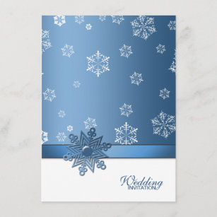 Winter Blue and White Snowflake Wedding Invites
