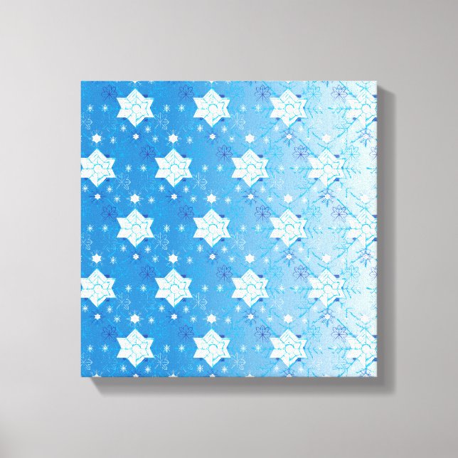 Winter blue and white Snowflakes pattern Canvas Print (Front)