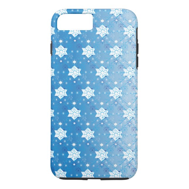 Winter blue and white Snowflakes pattern Case-Mate iPhone Case (Back)