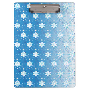 Winter blue and white Snowflakes pattern Clipboard