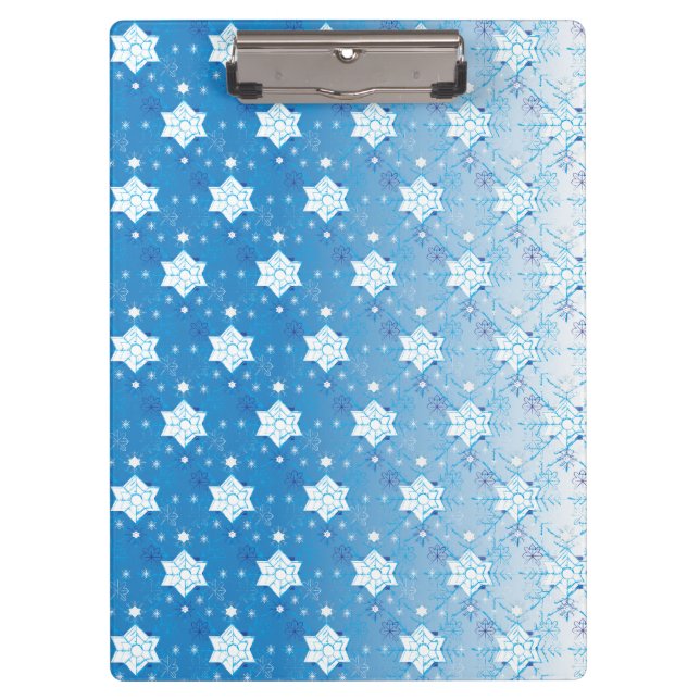Winter blue and white Snowflakes pattern Clipboard (Front)