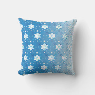 Winter blue and white Snowflakes pattern Cushion