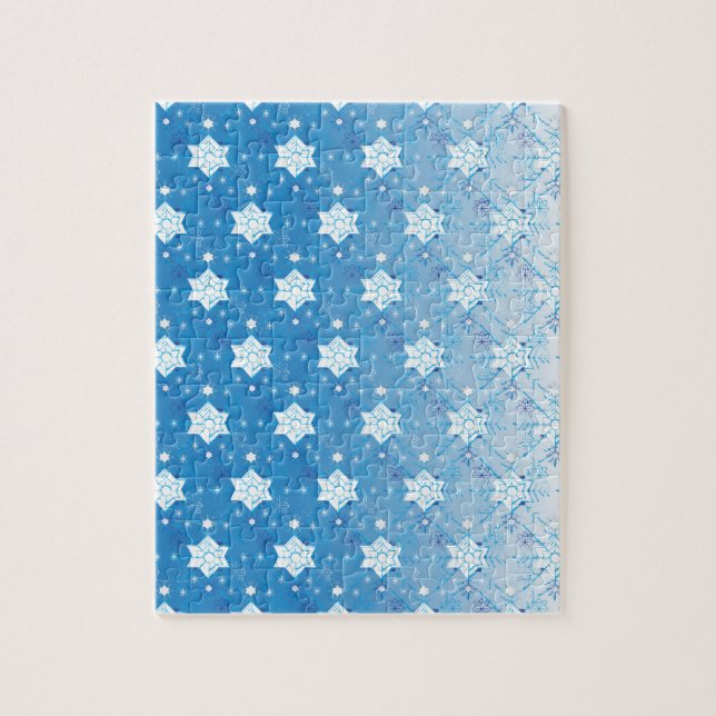 Winter blue and white Snowflakes pattern Jigsaw Puzzle (Vertical)