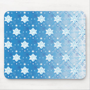 Winter blue and white Snowflakes pattern Mouse Mat