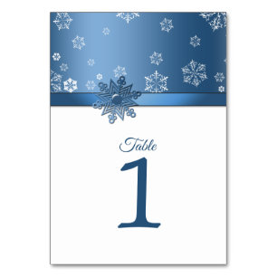 Winter Blue and White Snowflakes Table Number Card