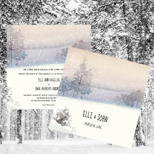 Winter Blue and White Wedding Invitation