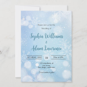 Winter Blue And White wedding Invitation
