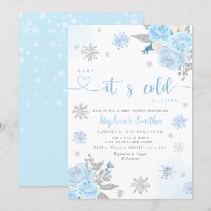Winter Blue Baby It's Cold Outside Baby Shower  Invitation