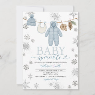 Winter Blue Baby Sprinkle Snowflakes Baby Shower Invitation