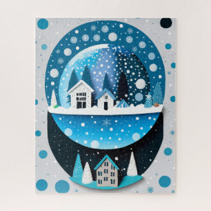 Winter Blue Birds in Love Christmas Wedding  Jigsaw Puzzle