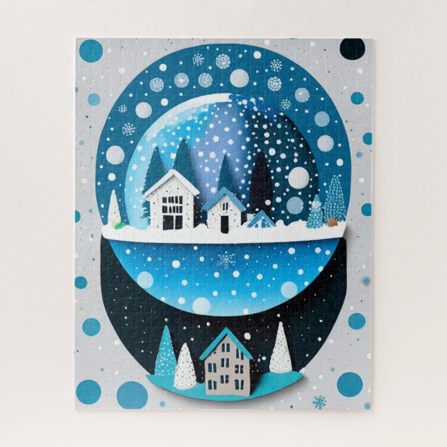 Winter Blue Birds in Love Christmas Wedding  Jigsaw Puzzle (Vertical)