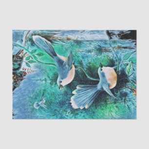 Winter Blue Birds Painting 2 Tissue Paper