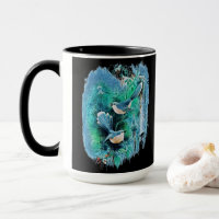 Winter Blue Birds Painting Mug