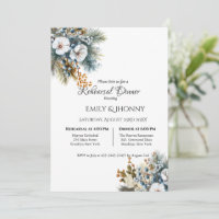 Winter Blue Boho Floral Rehearsal Dinner