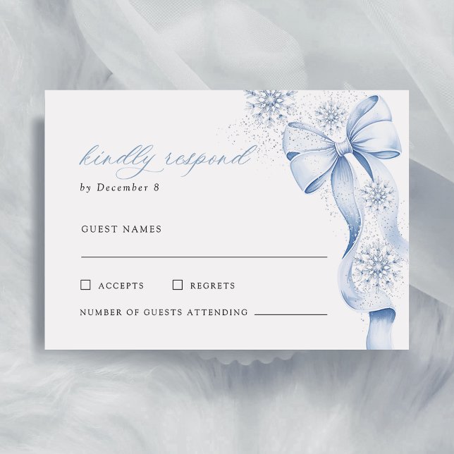 Winter Blue Bow Bridal Shower RSVP Card (Creator Uploaded)