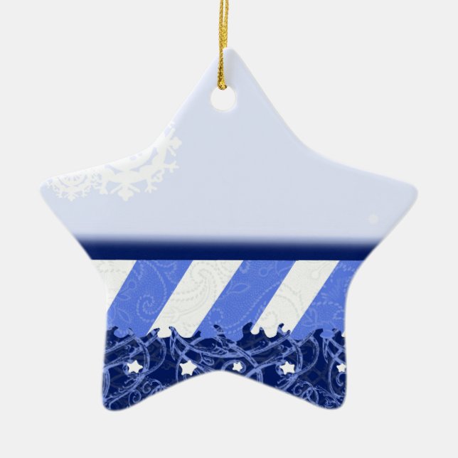 Winter Blue Ceramic Tree Decoration (Front)