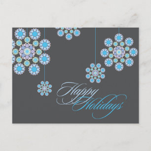 Winter Blue Christmas Flowers Holiday Greetings Postcard