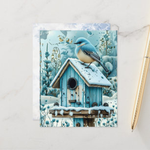 Winter Blue Christmas Robin Scrapbook Paper