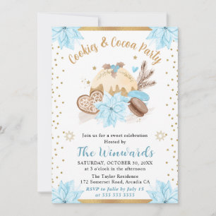 Winter Blue Cookies & Cocoa Party Invitation
